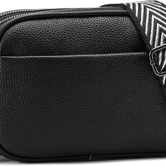Small Crossbody Bags for Women Vegan Leather Wide Strap Trendy Design Camera Bag - Picture 1 of 6